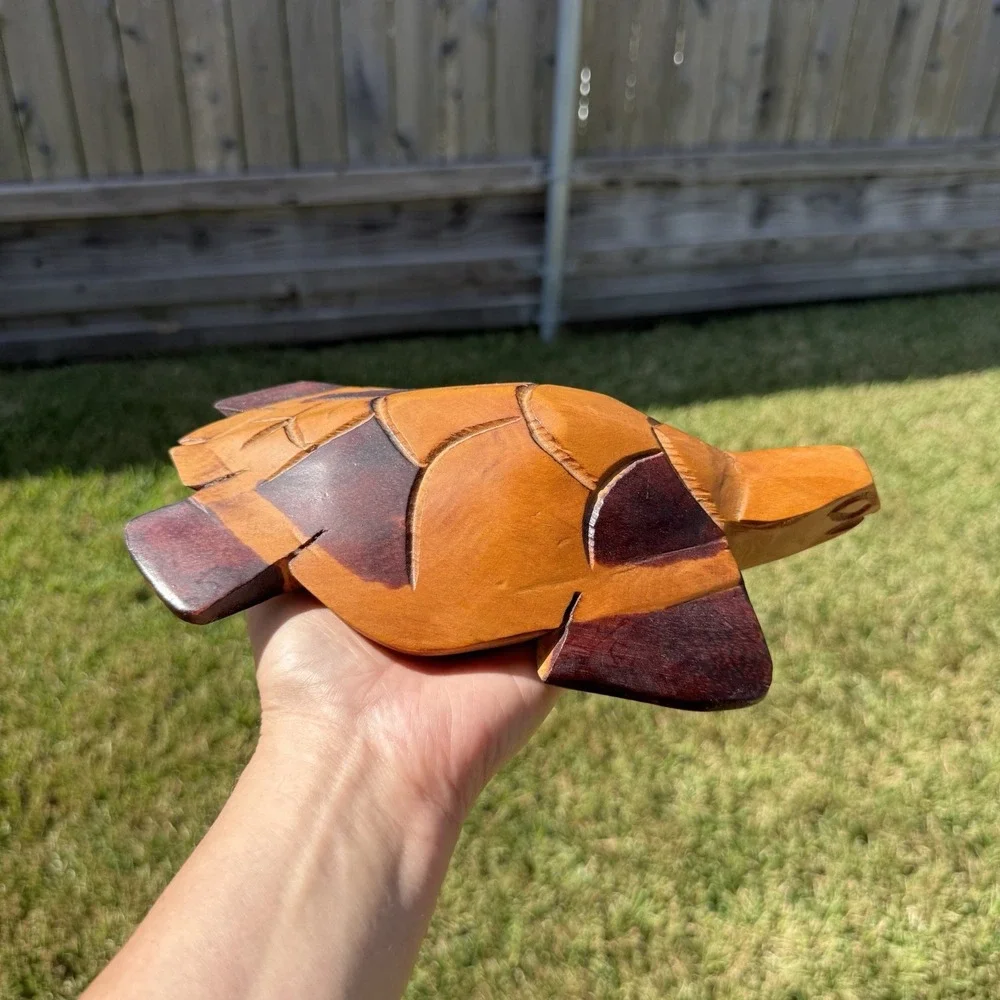 Carved Ironwood Sea Turtle Dark Wood Handmade Figurine Beach Decor
